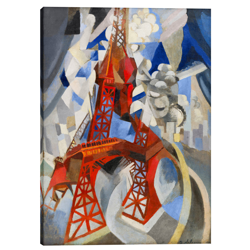 Epic Graffiti Red Eiffel Tower By Robert Delaunay Painting On