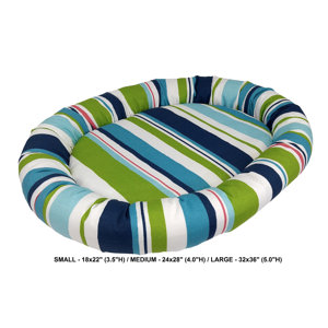 Nadia Stripe Indoor/Outdoorl Bolster Dog Bed