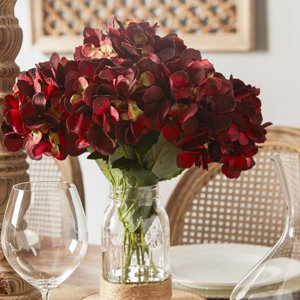 Sugarmill Hydrangea Bouquet in Rope Embellished Mason Jar