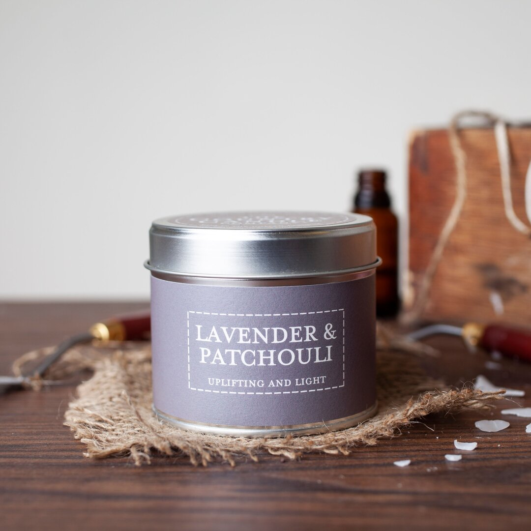 Lavender and Patchouli Scented Tin Candle
