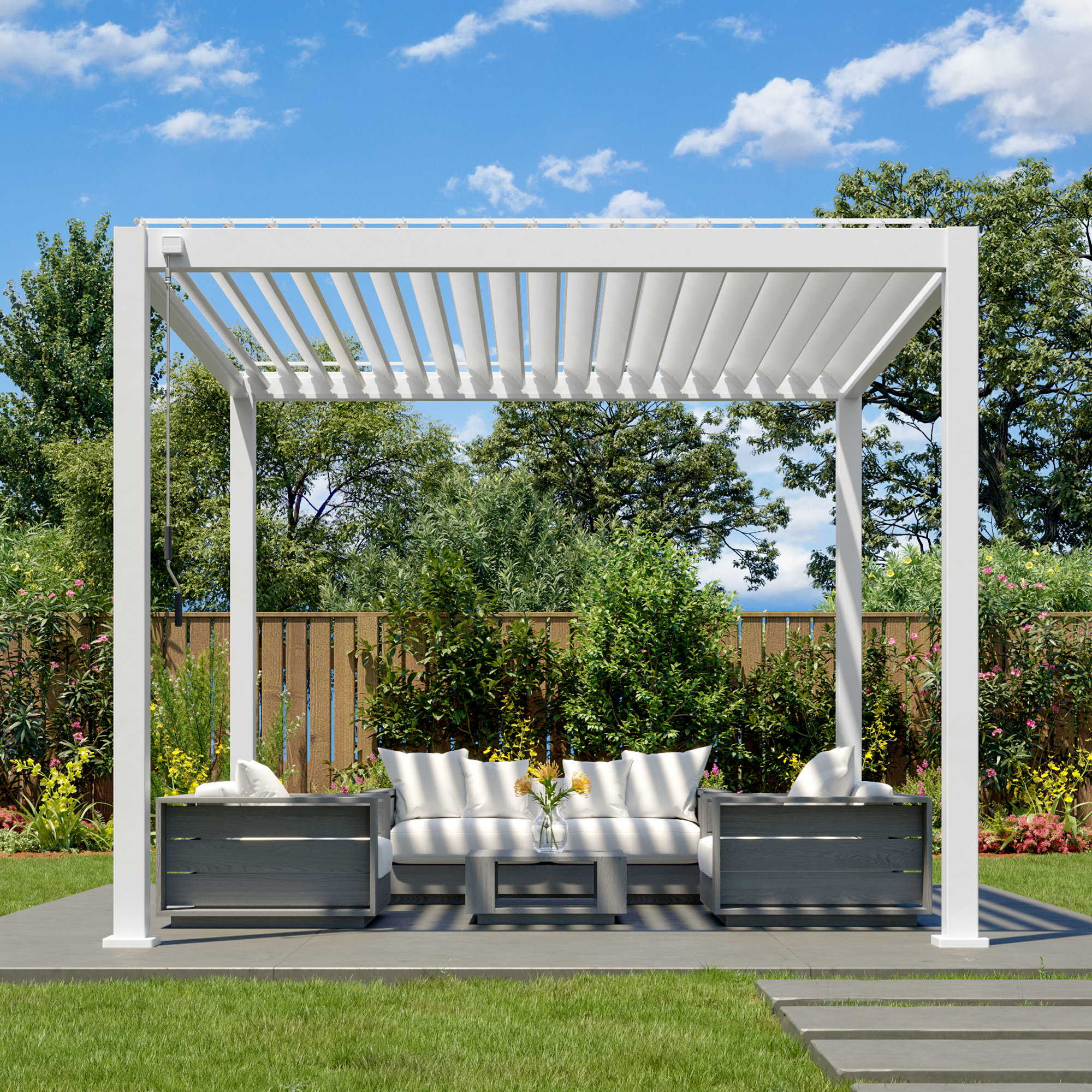 Gardesol 8'1/2 Ft. H X 10 Ft. W X 10 Ft. D Louvered Aluminum Pergola