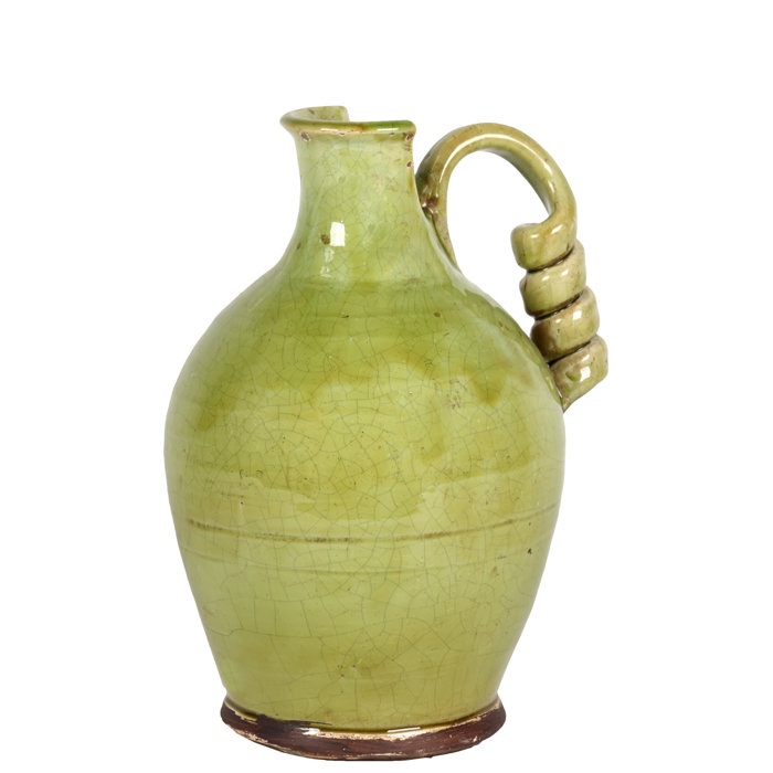 Urban Trends Ceramic Tuscan Vase With Handle Craquelure Gloss