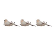 Set of 3 Pink & White Clip-on Bird Ornaments 4.25" ~ shabby chic christmas