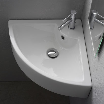 Scarabeo By Nameeks Ceramic 19 Corner Bathroom Sink With Overflow Ceramic 19 Corner Bathroom Sink With Overflow