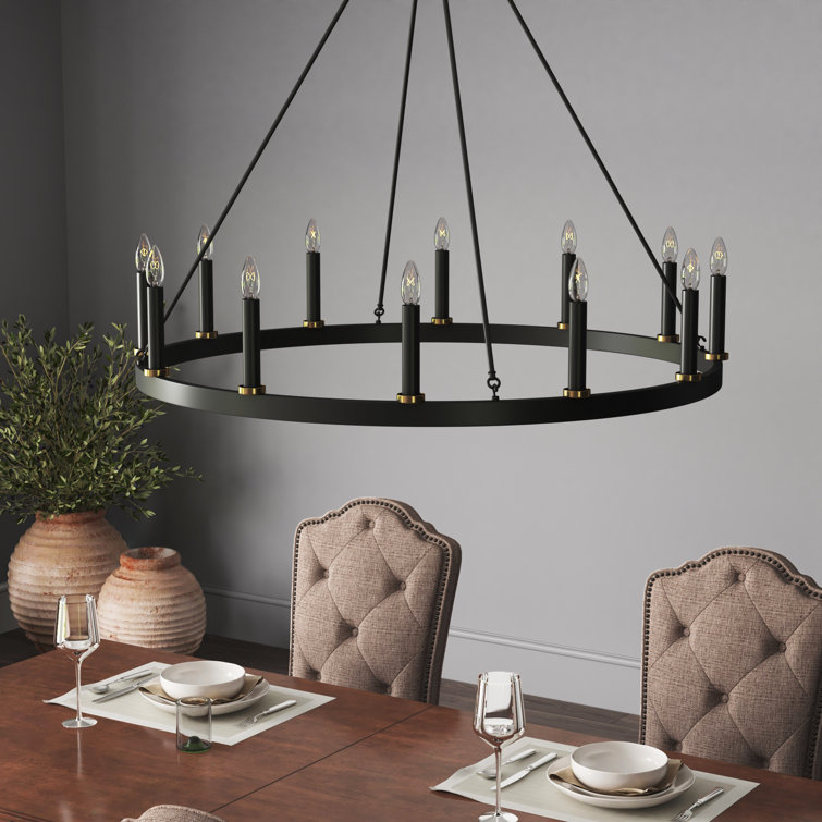Greyleigh™ Finchley 12 Light Candle Style Wagon Wheel Chandelier