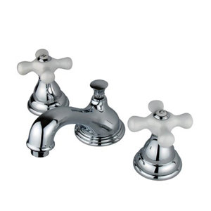 Widespread Bathroom Faucet with Double Porcelain Cross Handles