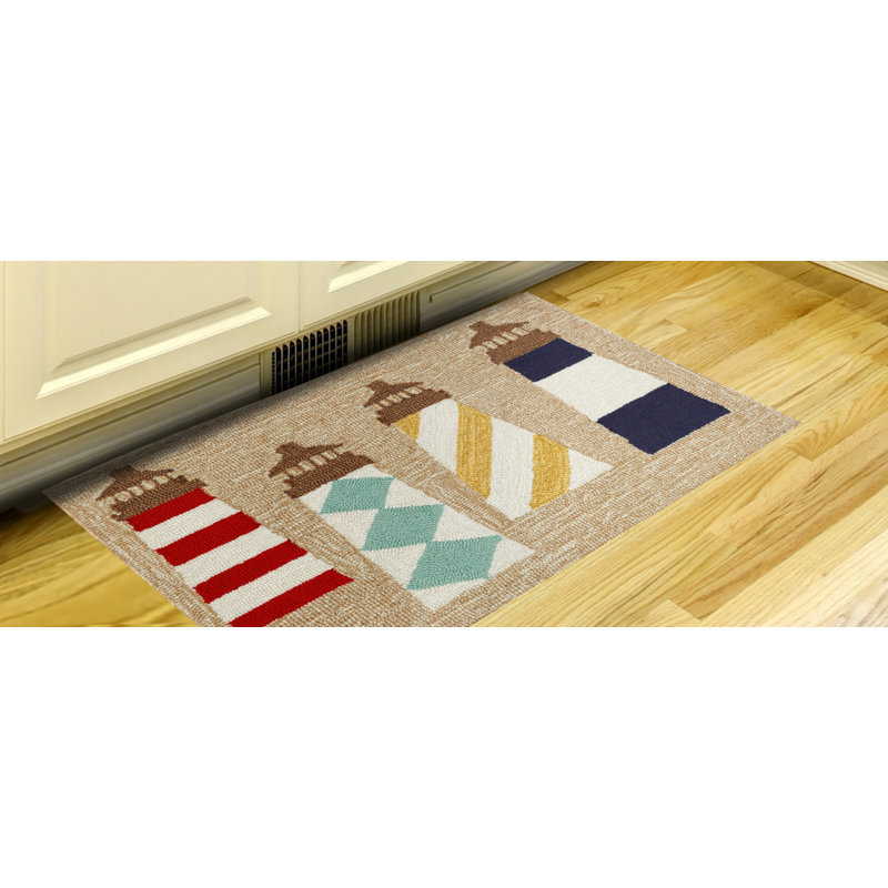 Breakwater Bay Walton Lighthouses HandTufted Brown Indoor/Outdoor Area