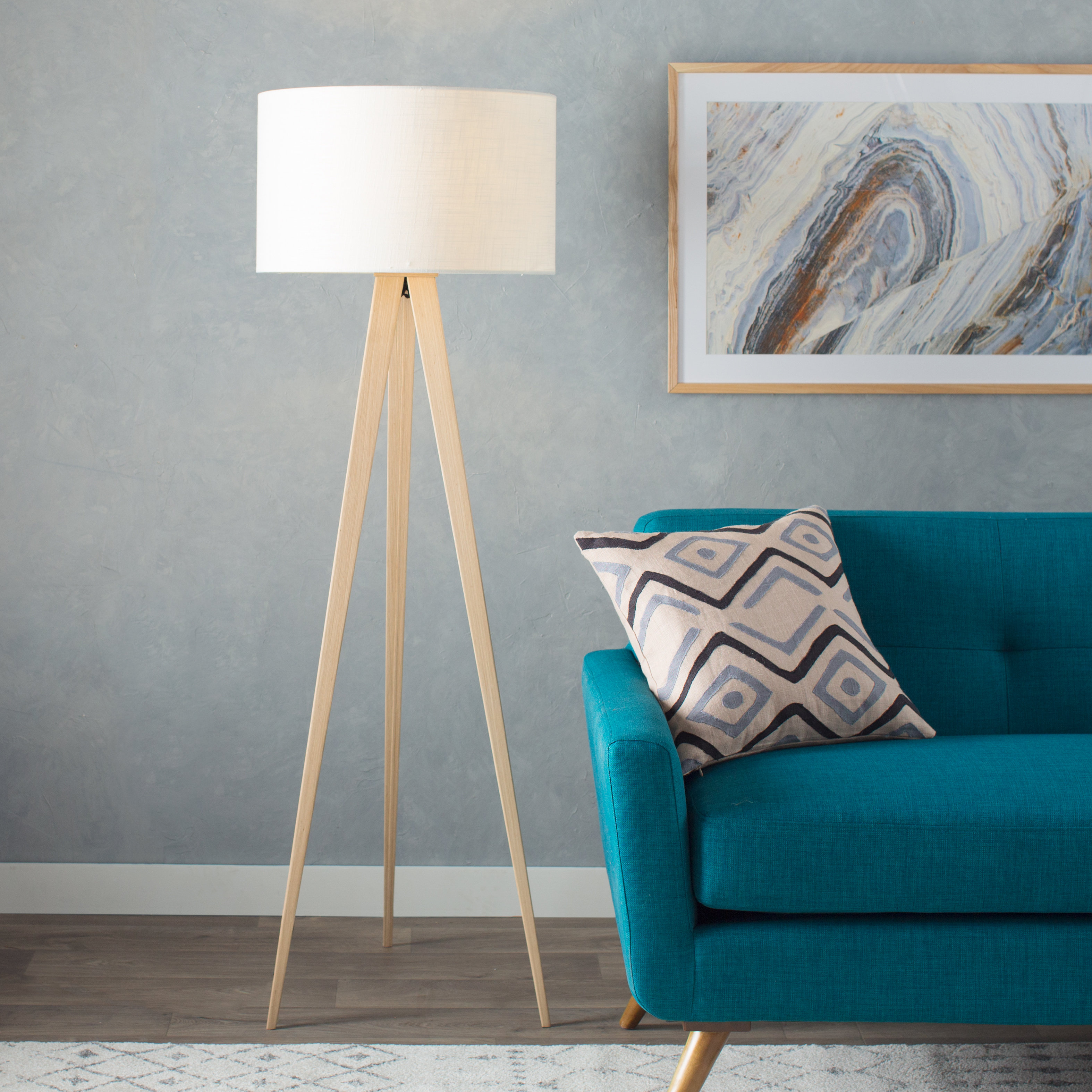 teal tripod floor lamp
