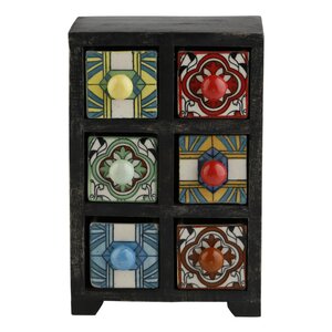 Curios 6 Drawer Wood Apothecary Accent Chest