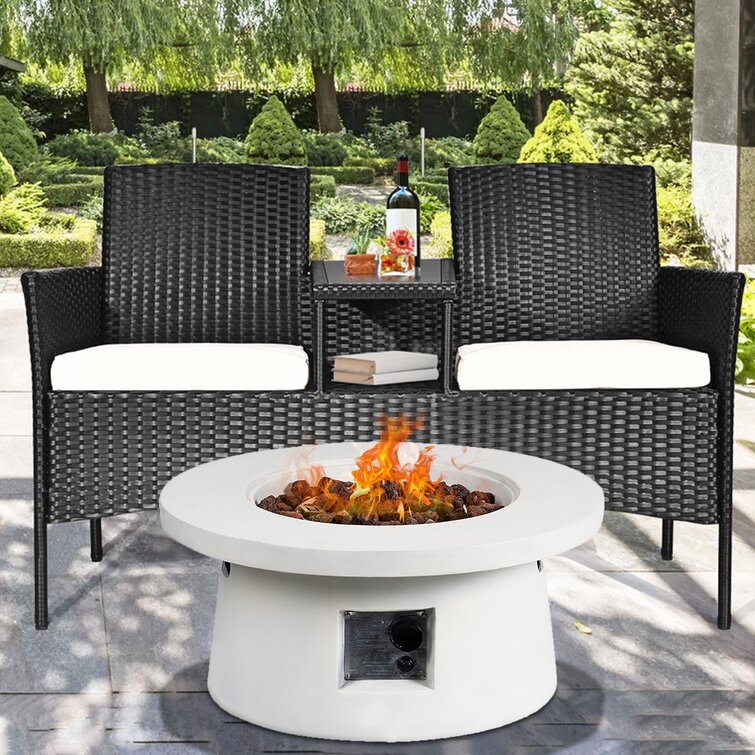 Brayden Studio Yatra 14 H X 29 5 W Concrete Propane Outdoor Fire Pit Wayfair