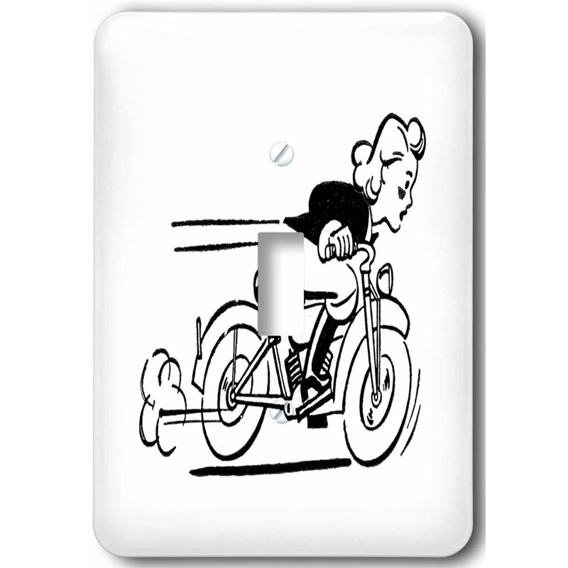 3drose Drawing Of Girl Racing A Motorcycle 1 Gang Toggle Light Switch Wall Plate Wayfair