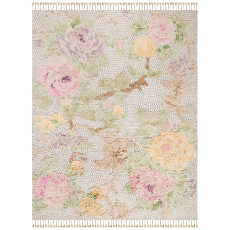 August Grove Bertha Handwoven Wool Cotton Pink Green Area Rug Reviews Wayfair