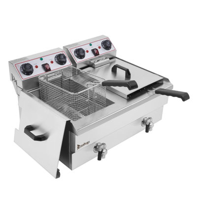 Rebuyhome 23.6 Liter 2 Basket Indoor Turkey Fryer with Timer on and off button wabbles 