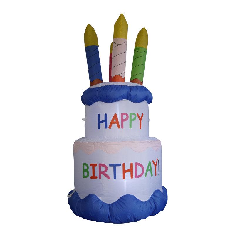 The Holiday Aisle Inflatable Cake With Candles Happy Birthday