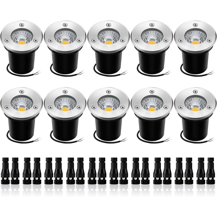 Set of 10 Paver Lights Gray Lens Low Voltage Outdoor Pathway Driveway Night Lamp