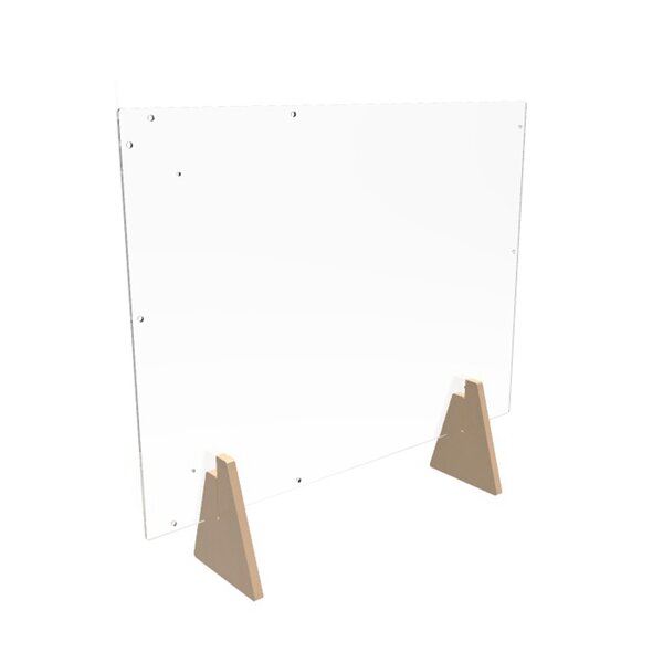 Sneeze Guard Panel for Desk Counter Portable Plexiglass Barrier School Office 24 x 24 Clear Acrylic Shield with Transaction Window for Reception 