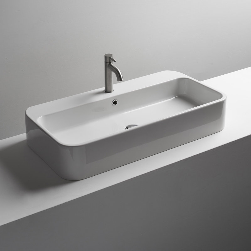 Ws Bath Collections Cosa Ceramic Rectangular Vessel Bathroom Sink With Overflow Wayfair