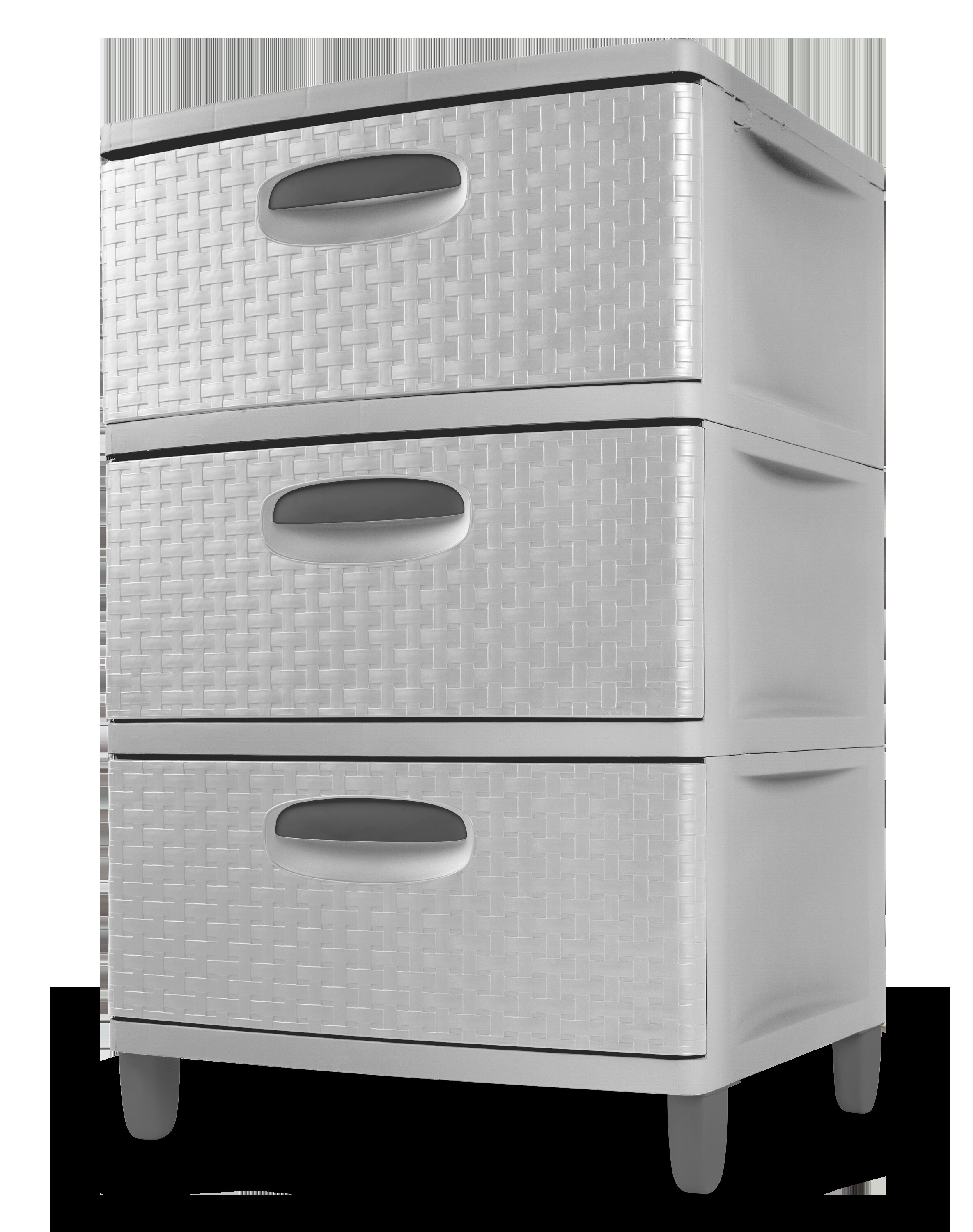 Home Office Plastic 4 Drawer Storage Tower White and Grey