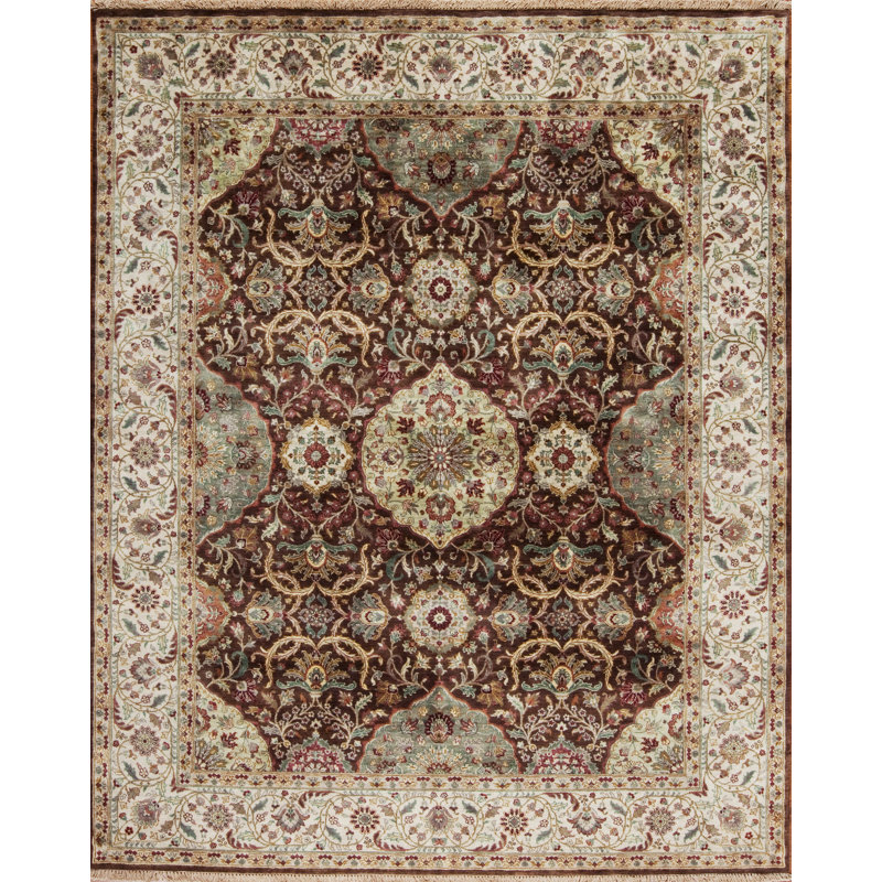 Samad Rugs Silver Screen Oriental Hand Knotted Wool Brown Area Rug Perigold
