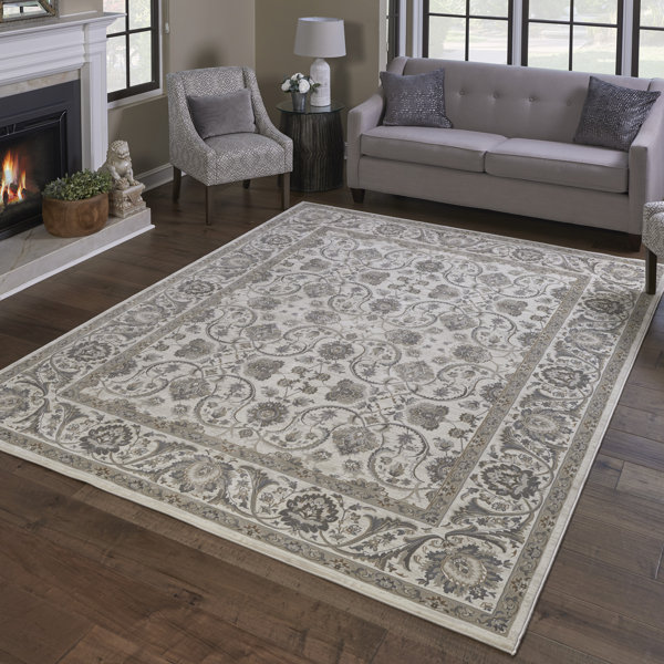 Alcott Hill John Power Loom Ivory Gray Rug Wayfair