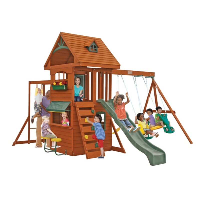 ridgeview clubhouse deluxe wooden swing set
