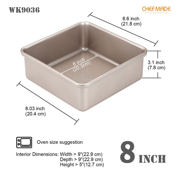 CHEFMADE Square Cake Pan, 8-Inch Deep Dish With Removable Loose Bottom  Non-Stick Square Bakeware For Oven Baking (Champagne Gold) & Reviews |  Wayfair