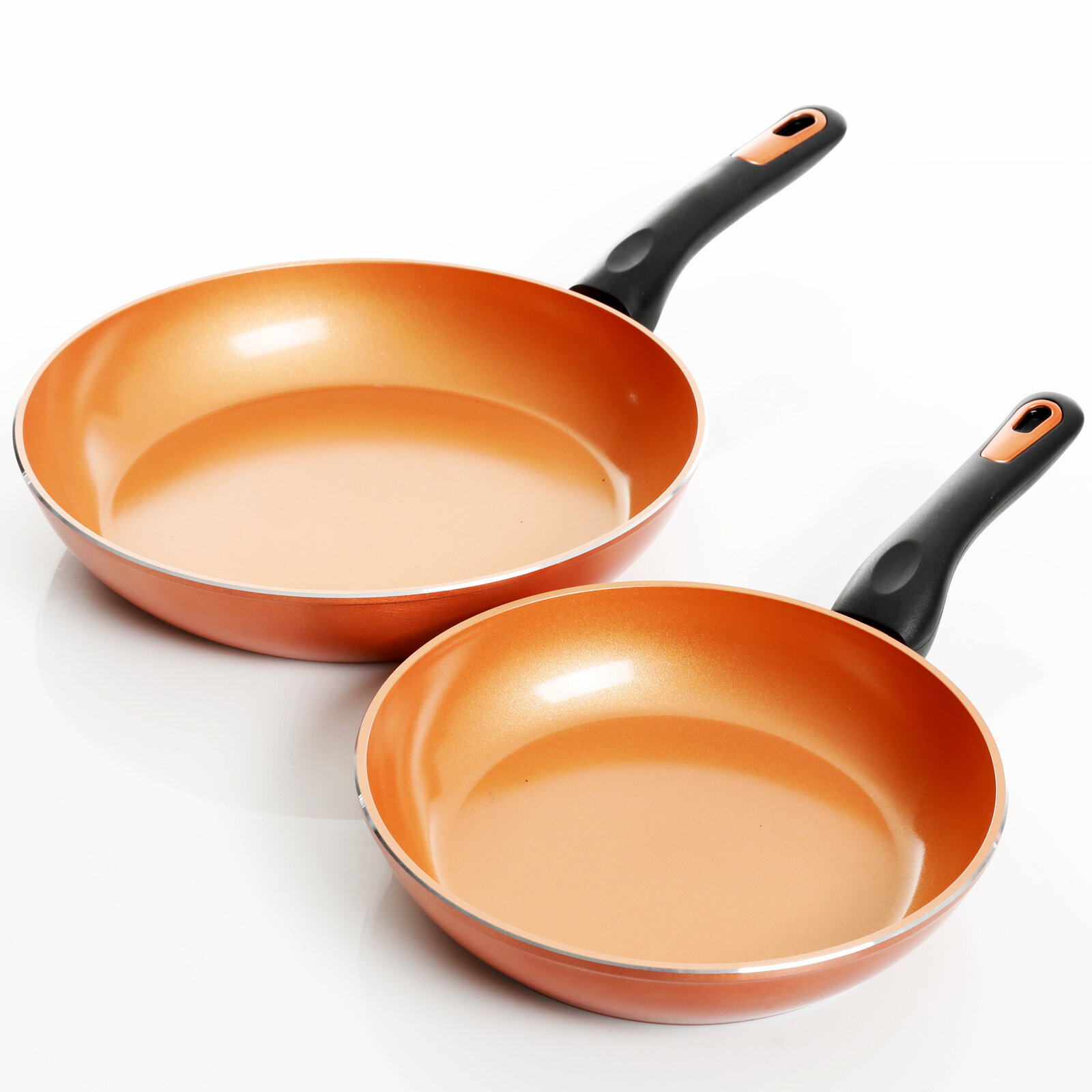 red copper frying pan set