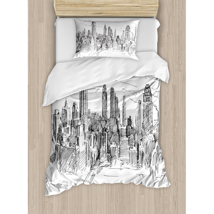 East Urban Home New York Cityscape Duvet Cover Set Wayfair