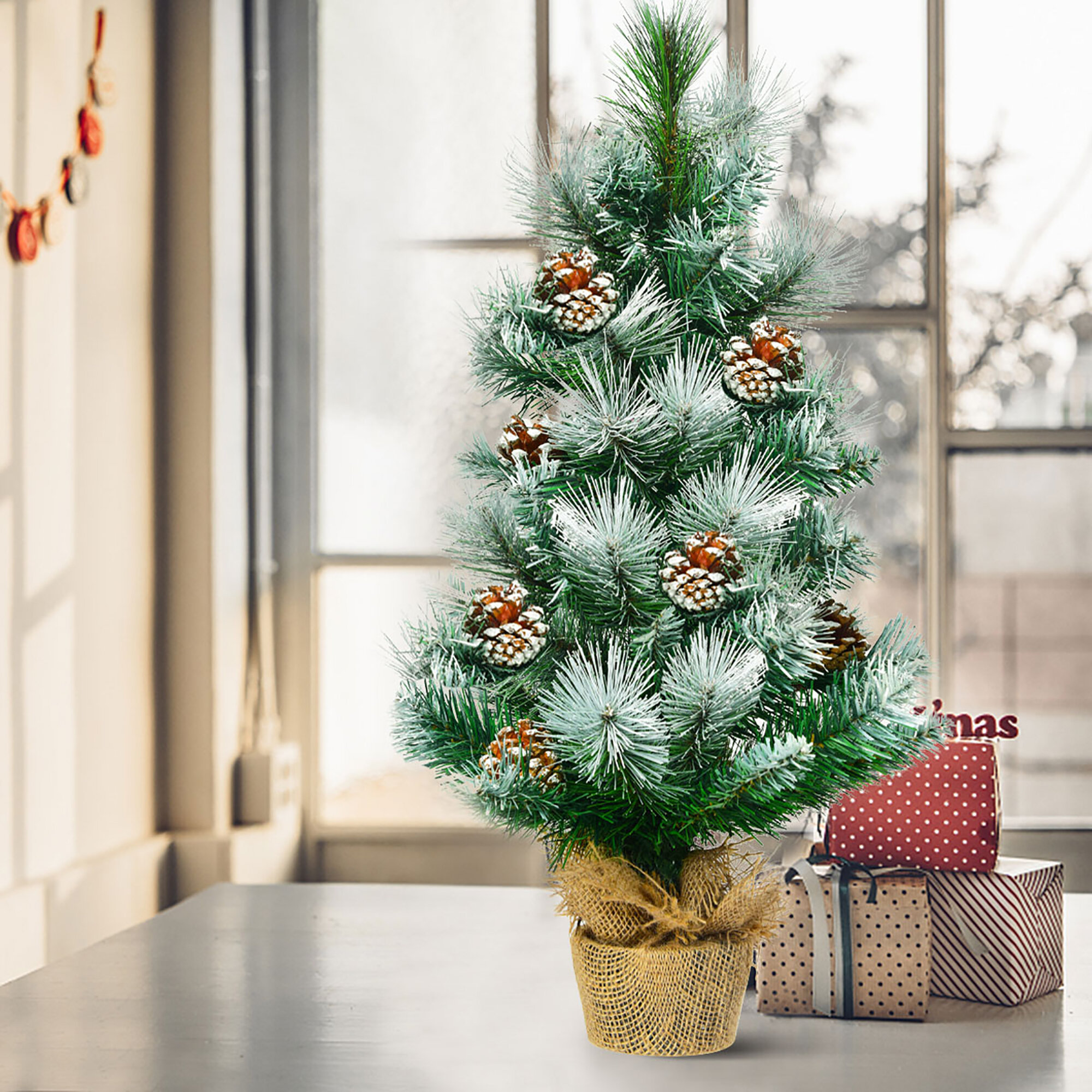5× Tabletop Christmas Pine Tree Xmas Mini Snow Small Trees Decoration Gift 