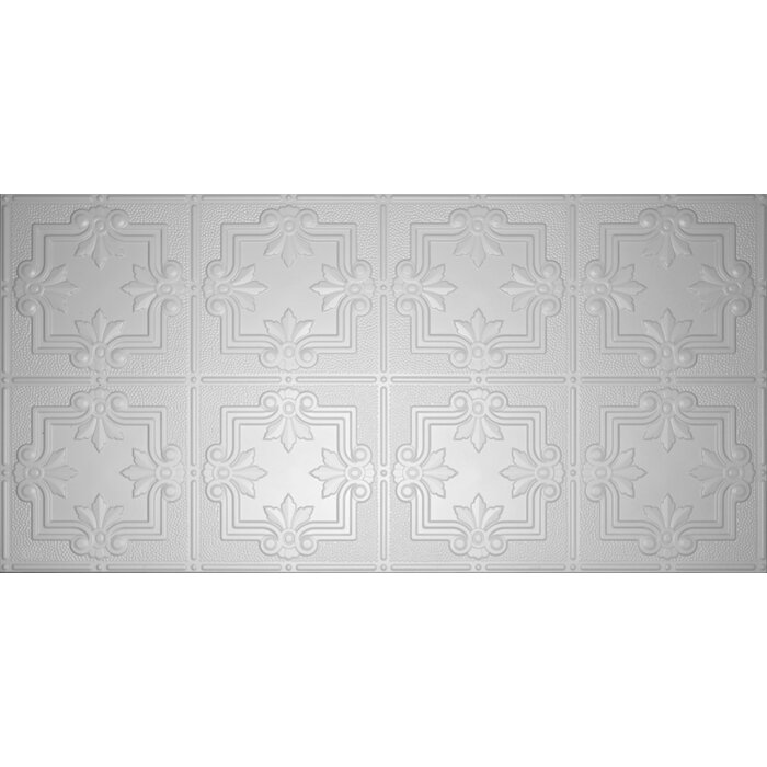 Glue Up Fleur De Lis Pattern 2 X 4 Tin Ceiling Tile In White