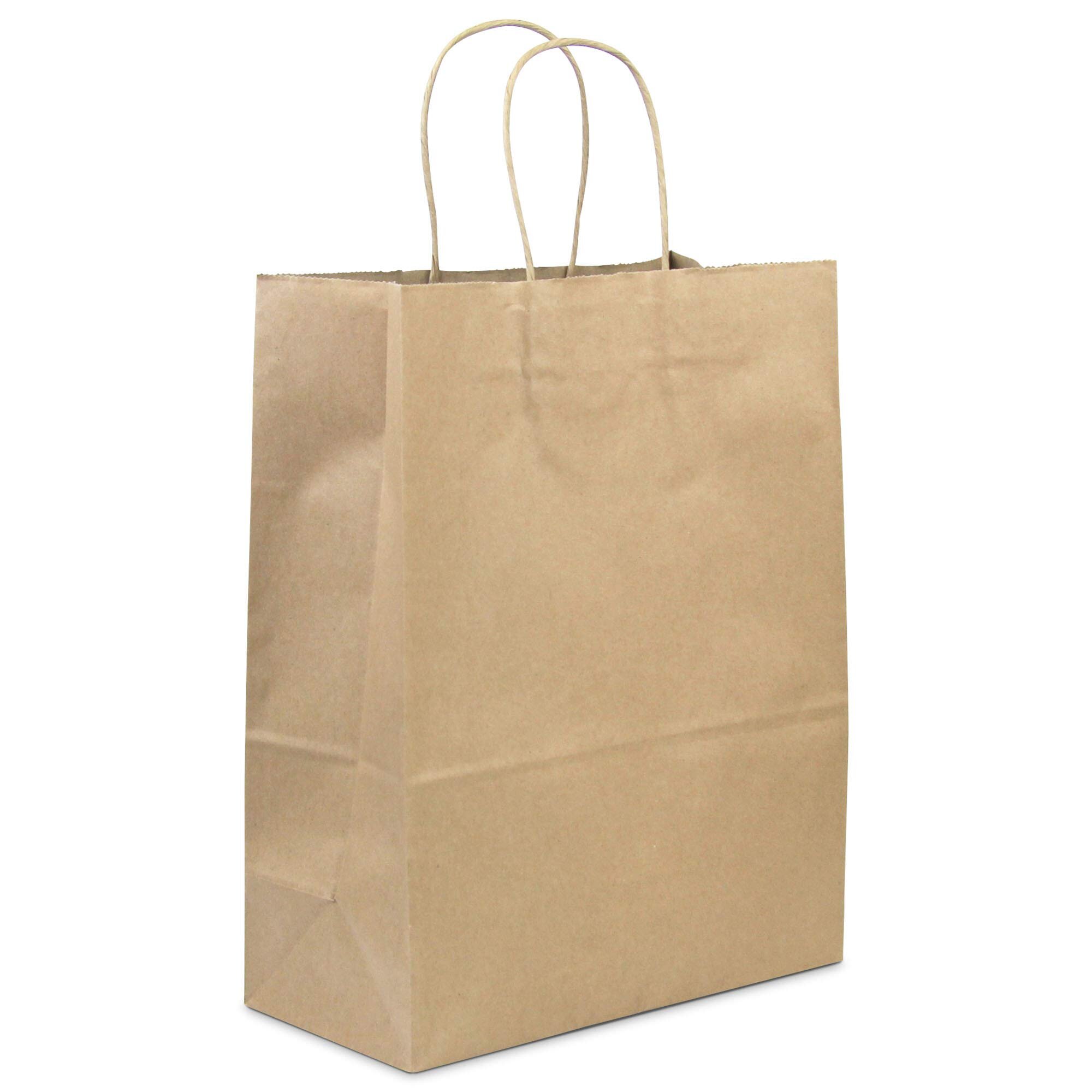 Brown Kraft Paper Gift Bags Bulk with Handles 50Pc Ideal for Shopping, 
