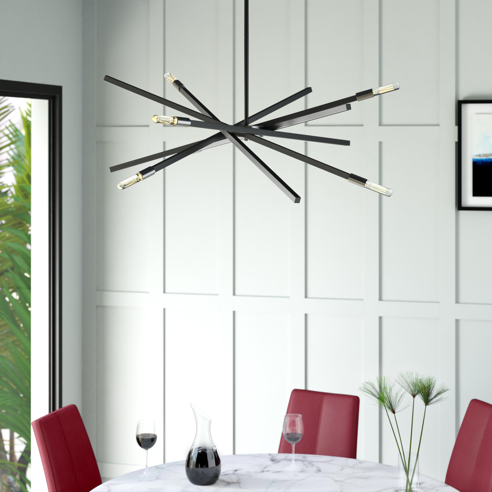 Hinkley Lighting Archer 6 Light Sputnik Modern Linear Chandelier