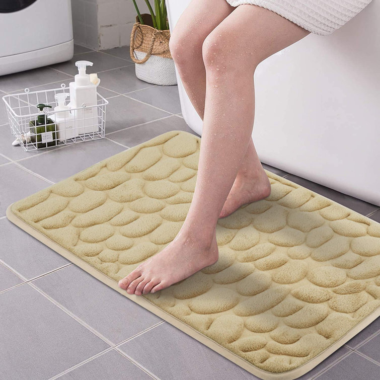 Eider Ivory Memory Foam Bath Mat Absorbent Non Slip Cobblestone Bath Rug Ultra Soft And Cozy Coral Fleece Bathroom Mat Machine Wash Shower Bath Rug 16 X24 40x60cm Wayfair