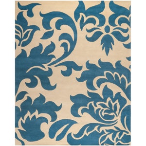Martha Stewart Barcelona Tufted / Hand Loomed Blue/Beige Area Rug