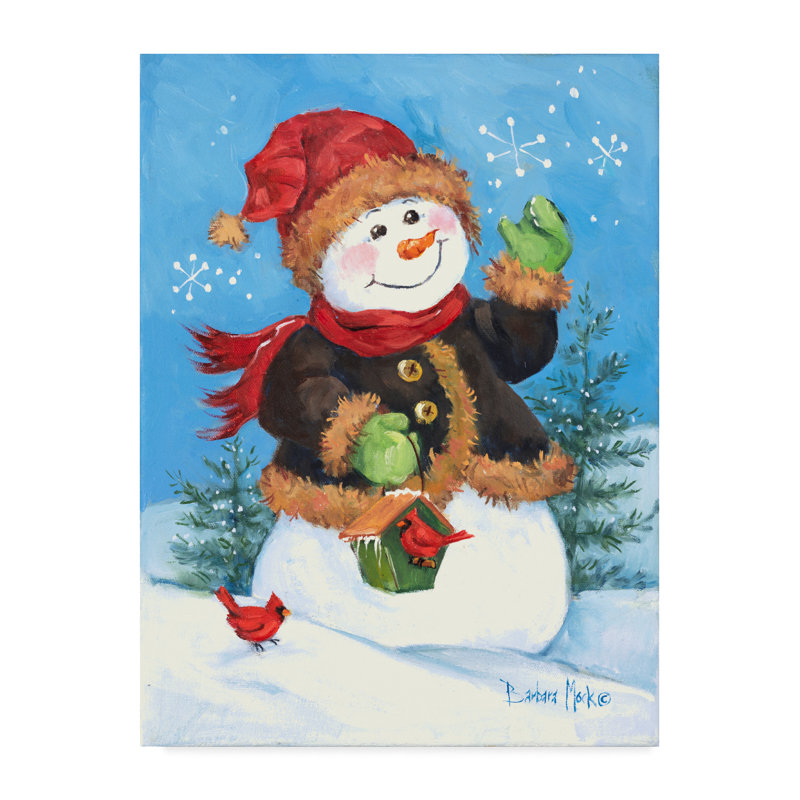The Holiday Aisle Fur Coat Snowman Acrylic Painting Print On
