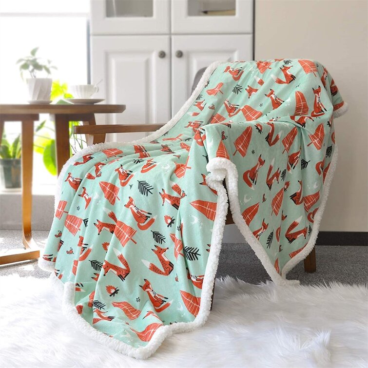 Suitable for Sofas Cars Lightweight Living Rooms Warm and Comfortable Blanket Gifts（3） Beautiful and Cute Fox Print Blanket 12 All-Season Microfiber Flannel Super Soft 