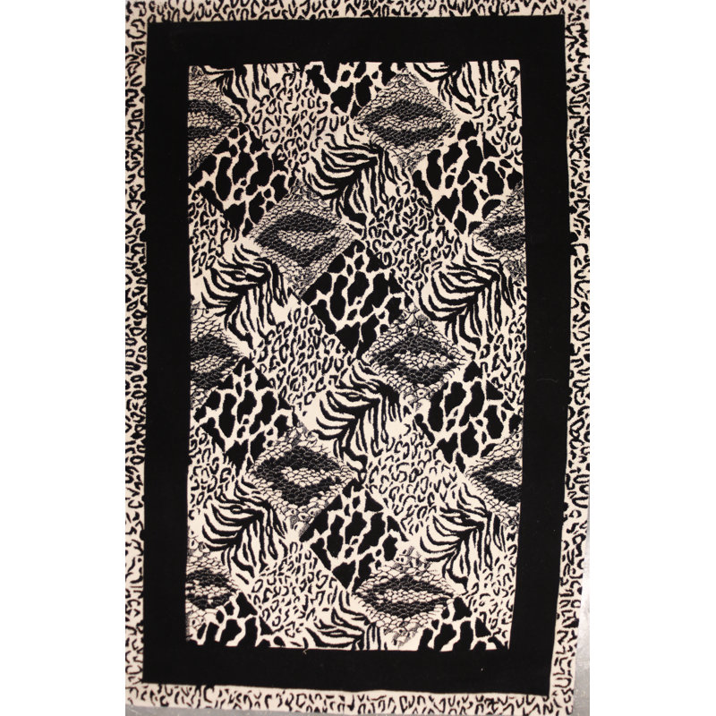 World Menagerie Riverside Drive Zebra Wool Black White Area Rug Wayfair
