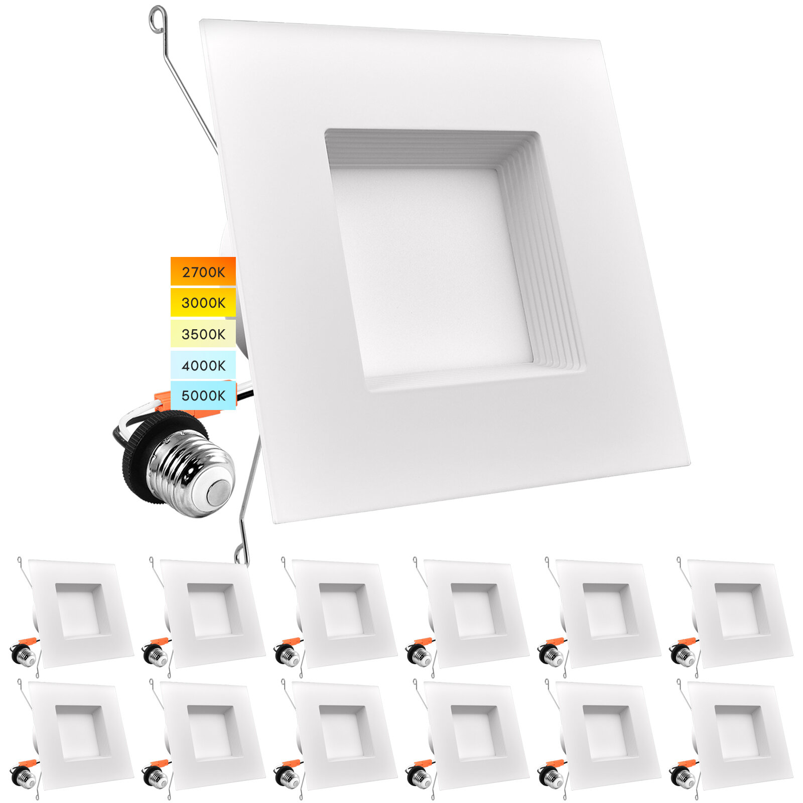 10X Natural White 15W 8" Square LED Recessed Ceiling Panel Down Light Bulb Lamp