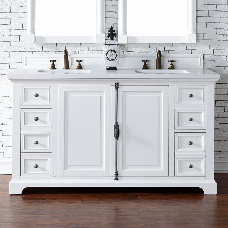 Greyleigh Ogallala 60 Double Undermount Sink Cottage White Bathroom Ogallala 60 Double Undermount Sink Cottage White Bathroom Vanity Set