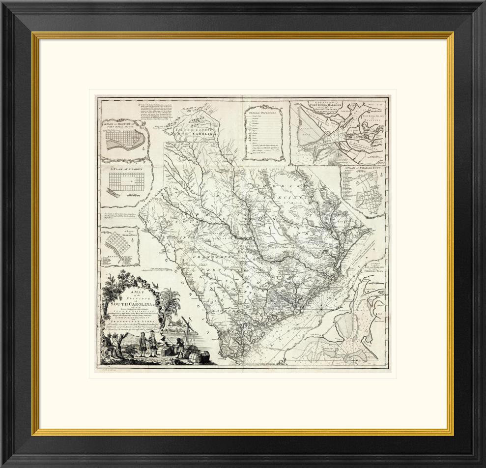 Global Gallery A Map Of The Province Of South Carolina 1773 By James Cook Framed Graphic Art Wayfair