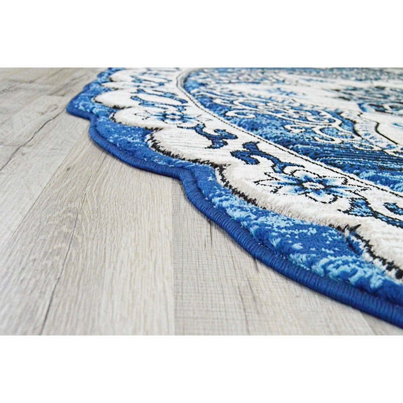 World Menagerie Breslin Free Shape Oval Oriental Blue Area Rug World Menagerie Breslin Free Shape