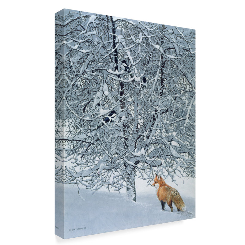 Trademark Art Fox In Snow Acrylic Painting Print On Wrapped