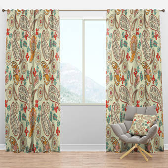 Designart Autumn Paisley Semi Sheer Thermal Rod Pocket Curtain Panel Wayfair