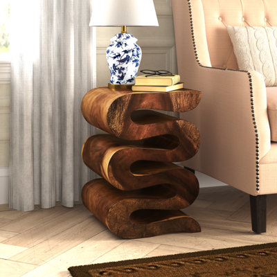 Raechell Solid Wood Abstract End Table