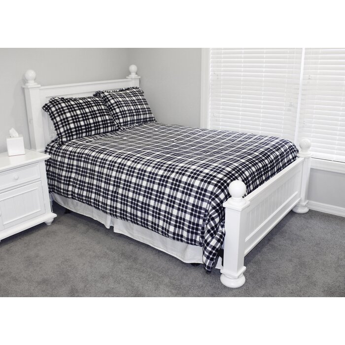 Millwood Pines Deaton Classic Plaid Flannel Fleece Comforter Set