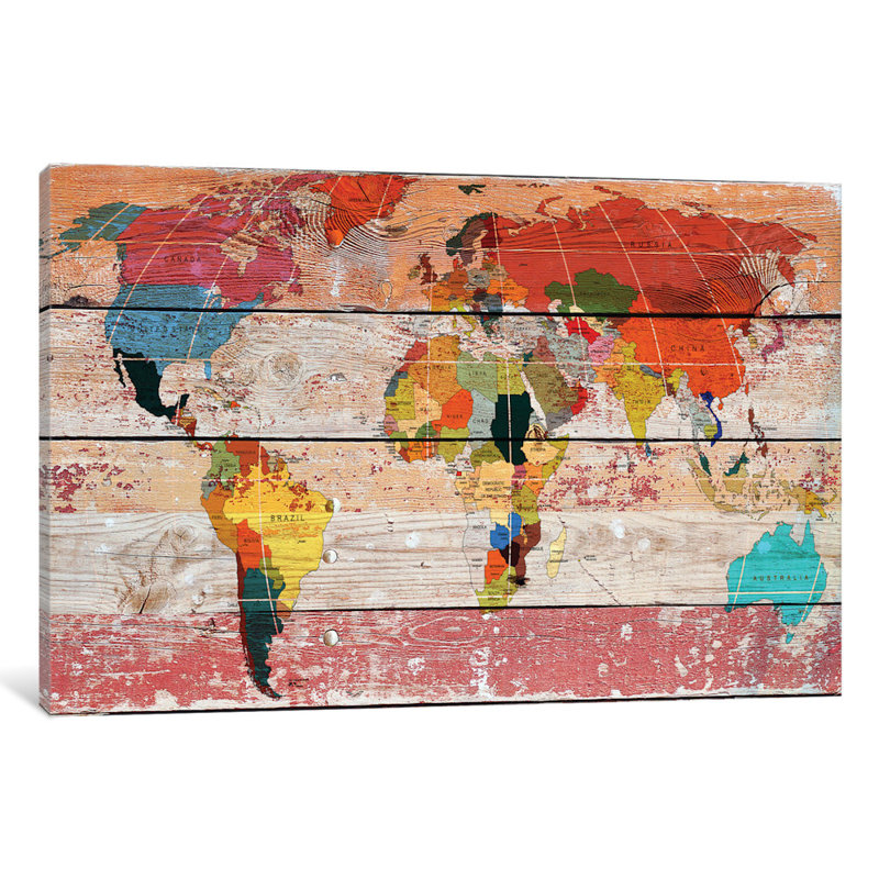 World Menagerie World Map Painting Print On Wrapped Canvas