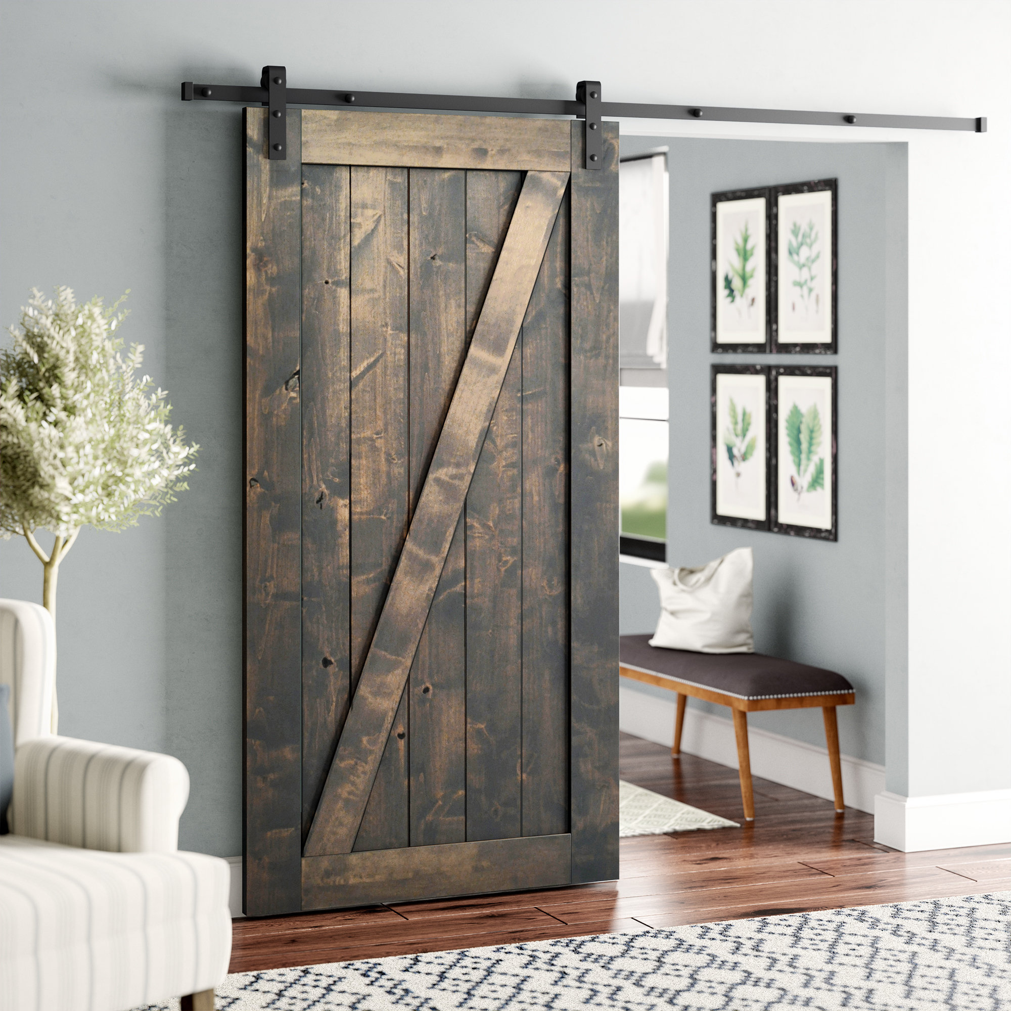 Laurel Foundry Modern Farmhouse Paneled Wood Finish Hobson Barn Door With Installation Hardware Kit Reviews Wayfair