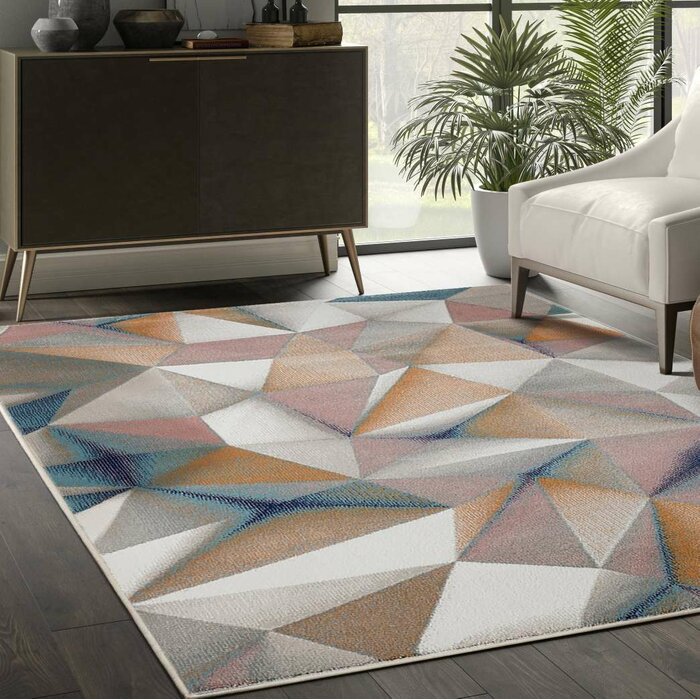 Corrigan Studio® Jenifry Geometric Beige/Blue/Orange Area Rug & Reviews ...