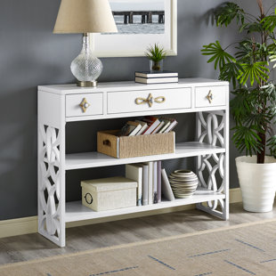 Go to store & view more images Everly Quinn Partin Modern White Three Drawer with Contrasting Overlays Console Table