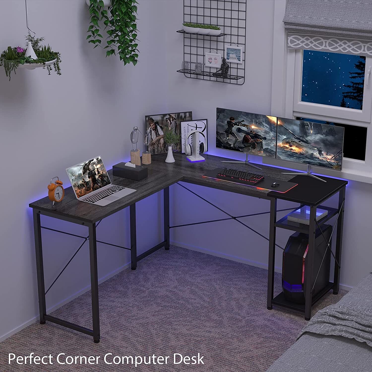 51.2" L-Shaped Corner Desk Computer Gaming Desk Writing Table for Home Office 